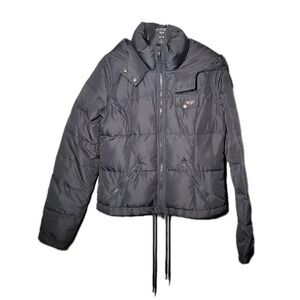 Hollister Womens Size Sm. Gray Hooded Puffer Jacket Down Feather Warm Outdoor